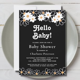 Hello Baby Gender-Neutral Daisy Baby Dusche Einladung