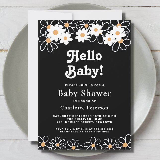 Hello Baby Gender-Neutral Daisy Baby Dusche Einladung (Von Creator hochgeladen)