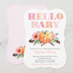 HELLO BABY Girl Duschkarten Pumpkins Rose Einladung