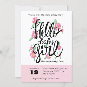 Hello Baby Girl Modernes Baby Duschkabine laden ei Einladung