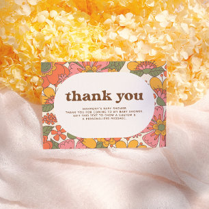 Hello Baby Groovy Retro Blume Boho Vielen Dank Dankeskarte