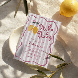 Hello Baby Lemon Bows Girls Baby Shower Einladung