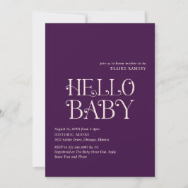 Hello Baby Lila Modern Baby Dusche Einladung