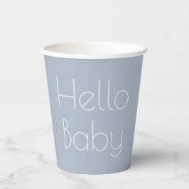 Hello Baby Minimal Clean Blue Boy Typografie Pappbecher
