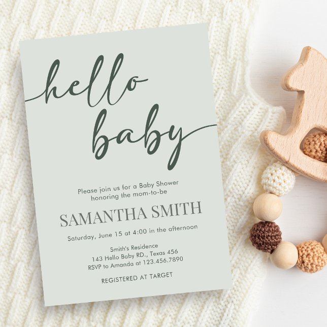 Hello Baby Minimalist Baby Shower Invitation Einladung (Hello Baby Baby Shower Invitation)