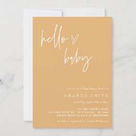 Hello Baby Minimalistisch Mustard Boho Baby Shower Einladung