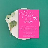 Hello Baby Minimalistisch Pink Girl Babydusche