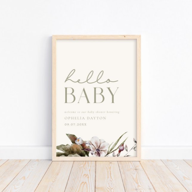 HELLO BABY | Minimalistisches Alter & Elfenbeinwil Poster (Available for print & instant digital download!)