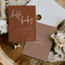 Hello Baby Modern Terracotta Baby Dusche einladen