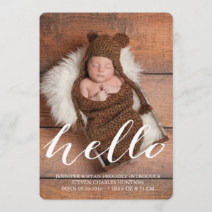 HELLO BABY MODERNE GEBURTSANKÜNDIGUNG FOTOKARTE ANKÜNDIGUNG