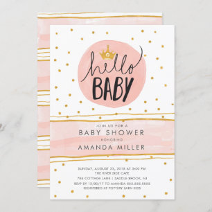 HELLO BABY ・ Moderne Girls BabyShower Einladung