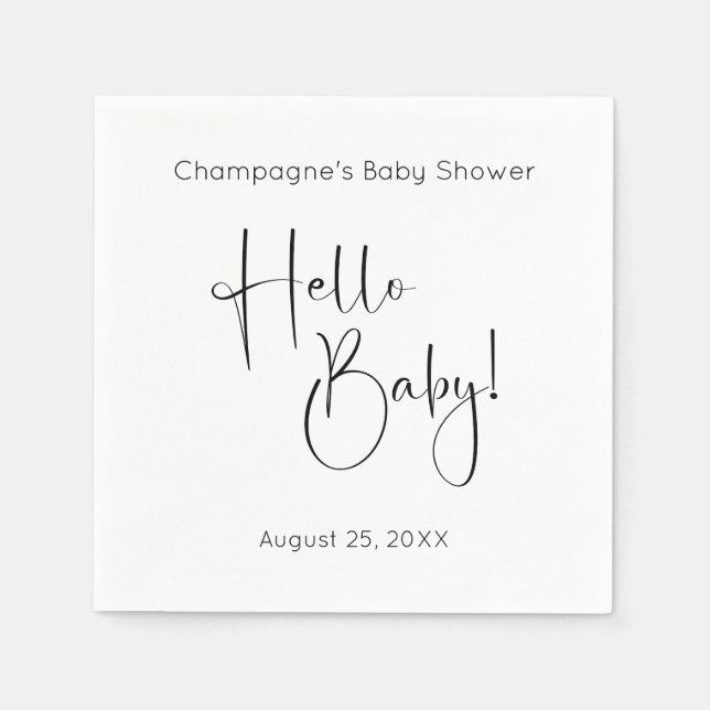 Hello Baby Modernes Script Baby Dusche Serviette (Vorderseite)