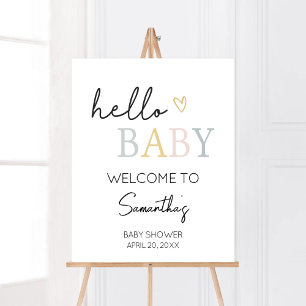 Hello Baby Neutral Minimalistisch Welcome Poster