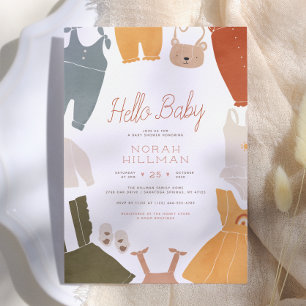 Hello Baby   Niedlich Boho Clothes Girl Babydusche Einladung