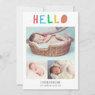 Hello Baby Niedlich Colorful 4 Foto Collage Einfac Ankündigung