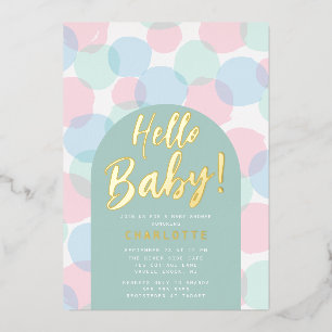 Hello Baby Polka Dots Baby Shower Folieneinladung