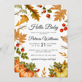 Hello Baby Pumpkin Foliage Herbst Babydusche Einladung