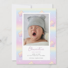 Hello Baby Rainbow Custom Foto Geburtserklärung Einladung