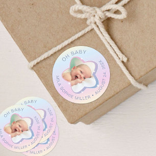 Hello Baby Rainbow und Star Custom Foto Runder Aufkleber