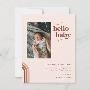 Hello Baby Retro Boho Birth Ankündigung