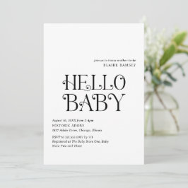 Hello Baby Schwarz-weiß Modern Baby Dusche Einladung