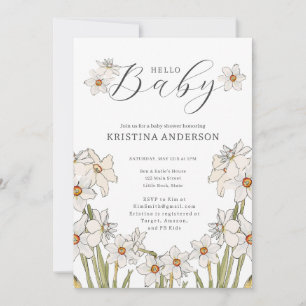 Hello Baby Spring Flowers Kinderdusche Einladung