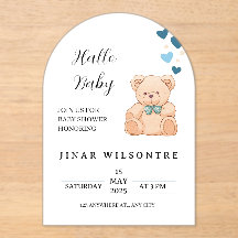 Hello Baby Teddy Bear Baby Shower Invitation