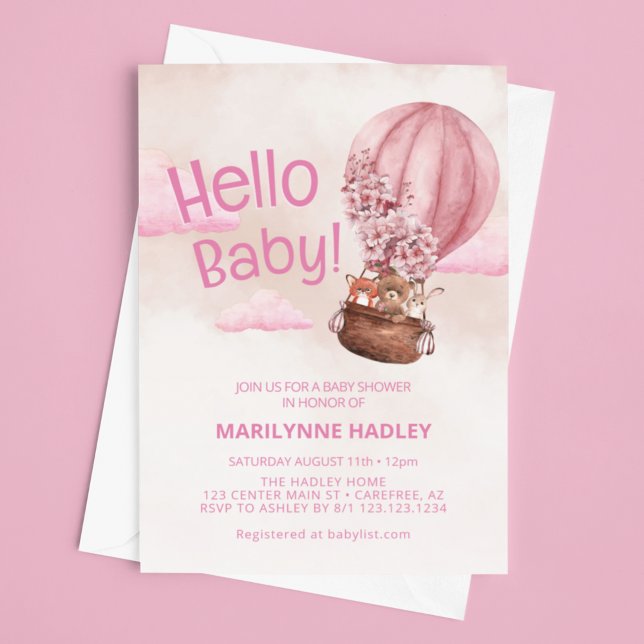 Hello Baby Teddy Bear Pink Dusche Einladung (Von Creator hochgeladen)