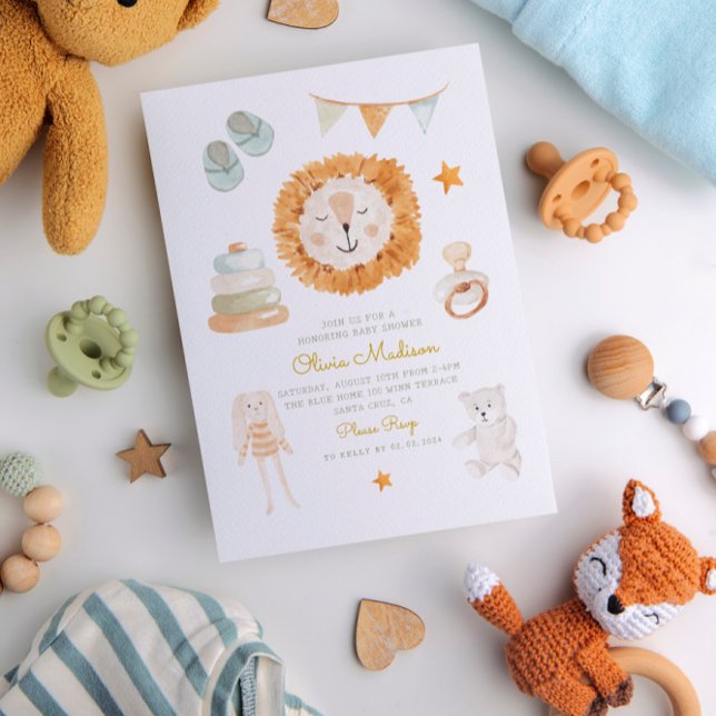 Hello Baby Watercolor Kleidung & Toys Kinderdusche Einladung (Von Creator hochgeladen)