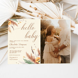 Hello Baby Wildblume Baby Dusche Foto Einladung