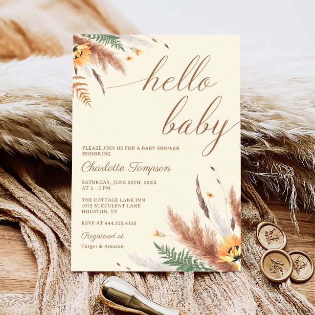 Hello Baby Wildblume Kinderdusche Einladung (Von Creator hochgeladen)