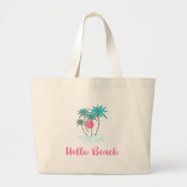 Hello Beach Tropical Summer Cool Jumbo Stoffbeutel