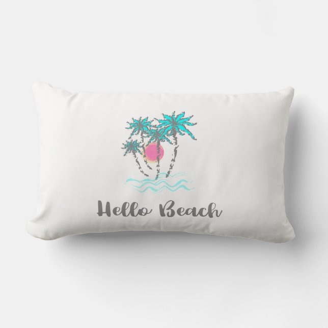 Hello Beach Tropical Summer Unique Lendenkissen (Vorderseite)