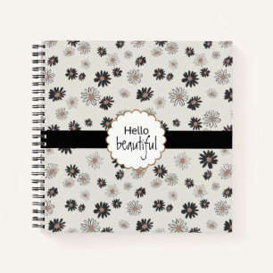 Hello Beautiful Black Pink Daisy Blume Notizbuch