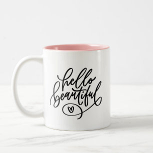 Hello Beautiful Hand Lettered Two-Tone-Kaffee-Tass Zweifarbige Tasse
