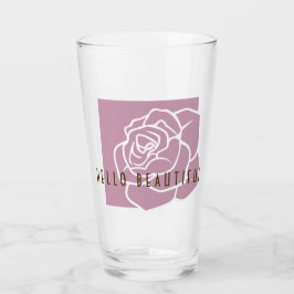 Hello Beautiful - Modern Chic Pink Rose Blume Glas