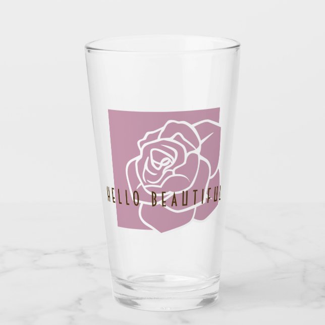 Hello Beautiful - Modern Chic Pink Rose Blume Glas (Vorderseite)