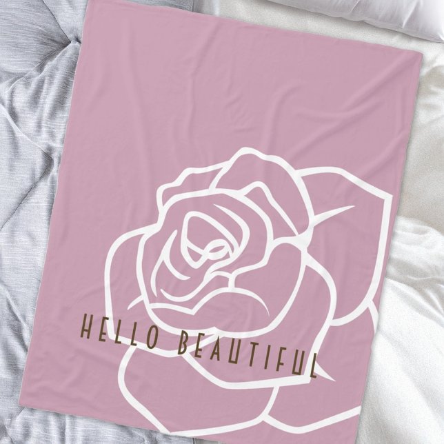 Hello Beautiful - Modern Chic Pink Rose Fleecedecke (Von Creator hochgeladen)