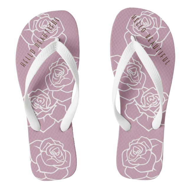 Hello Beautiful - Modern Chic Pink Rose Flip Flops (Fußbett)