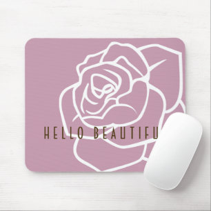 Hello Beautiful - Modern Chic Pink Rose Mousepad