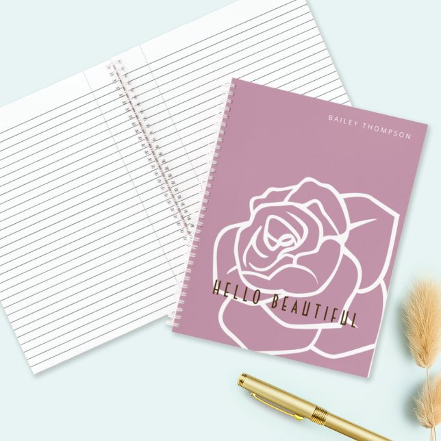 Hello Beautiful - Modern Chic Pink Rose Notebook Notizbuch (Von Creator hochgeladen)