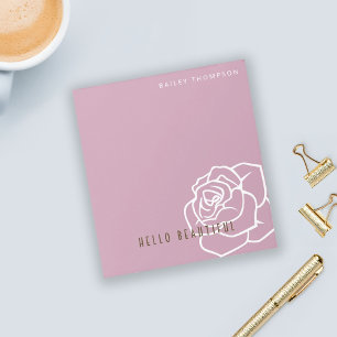 Hello Beautiful - Modern Chic Pink Rose Notizblock