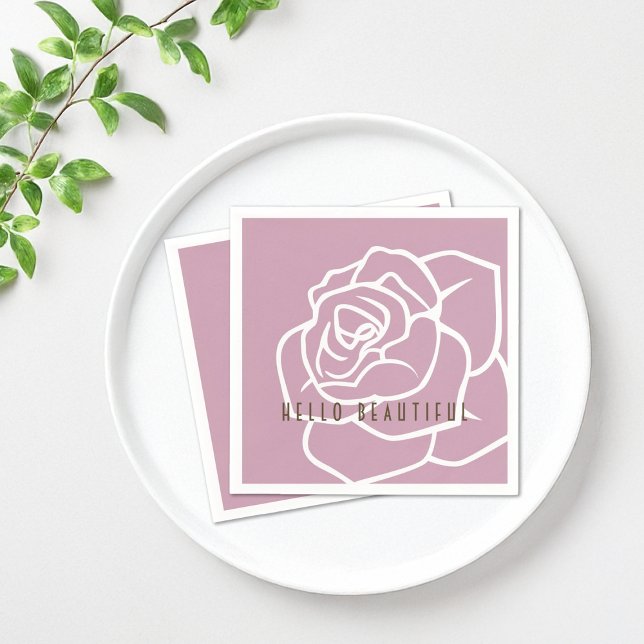 Hello Beautiful - Modern Chic Pink Rose Paper Serviette (Von Creator hochgeladen)