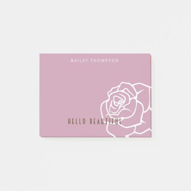 Hello Beautiful - Modern Chic Pink Rose Post-it Klebezettel (Vorderseite)