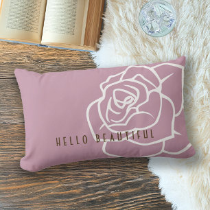 Hello Beautiful - Modern Pink Rose Blume Lendenkissen