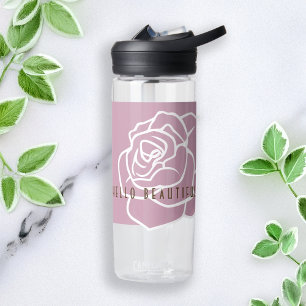 Hello Beautiful - Modern Pink Rose Blume Trinkflasche
