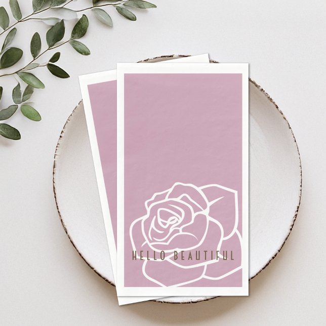 Hello Beautiful - Modern Pink Rose Serviette (Von Creator hochgeladen)
