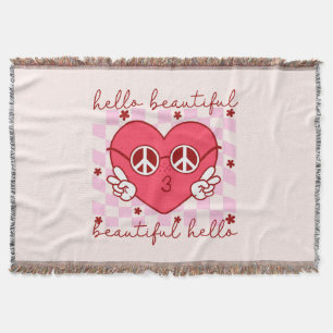 Hello Beautiful Pink Heart Decke