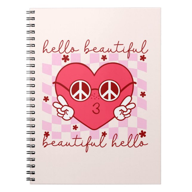 Hello Beautiful Pink Heart Notizblock (Vorderseite)