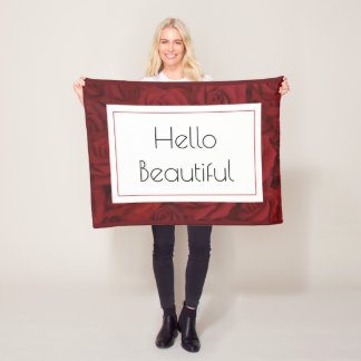 "Hello Beautiful"-Rote Rose Fleecedecke